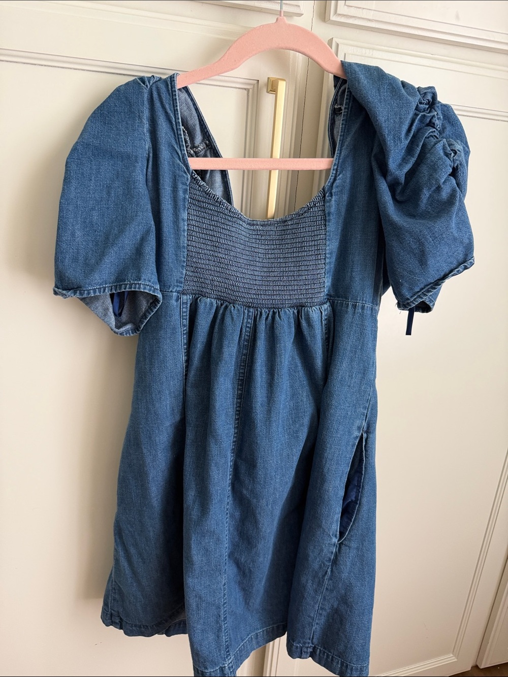 Free People Denim Puff-Sleeve Midi Dress - Blue - Picture 3 of 3
